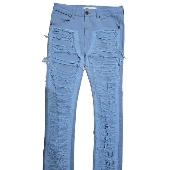 Kloud9 super stacked Jeans size 34''/46" Length color light blue Long. - Picture 3 of 11